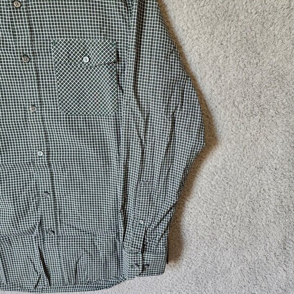 Banana Republic Green Mini Check Gingham Long Sleeve Button Down Shirt Size L - Picture 5 of 15